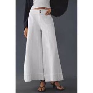 Pilcro White Wide-Leg Trousers